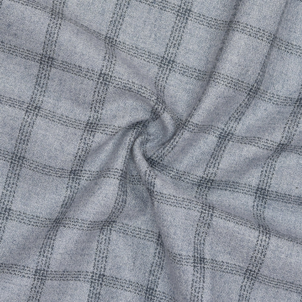 Wool Blazer Fabric (2 Meter)-White Black Checks-90650