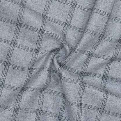 Wool Blazer Fabric (2 Meter)-White Black Checks-90650