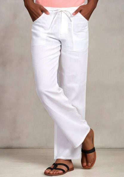 White Cotton Casual Men Pant 49084