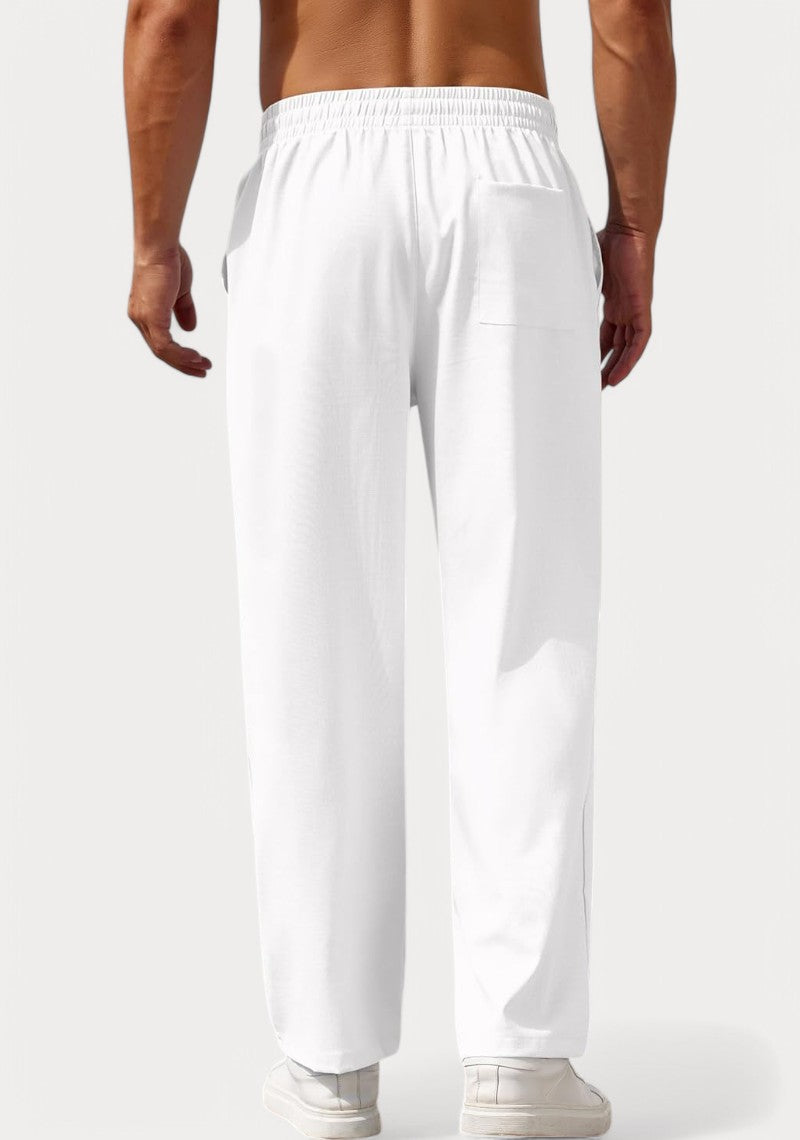 White Cotton Linen Loose Fit Men Pant-49517 – Weavecurate