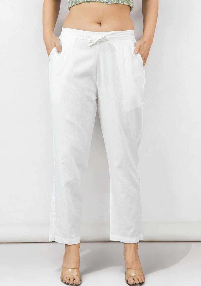 White Cotton Pant-49188