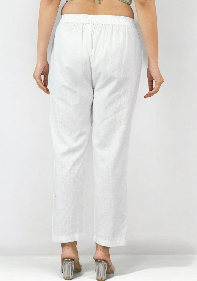 White Cotton Pant-49188