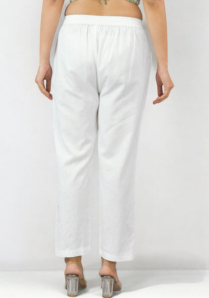 White Cotton Pant-49188