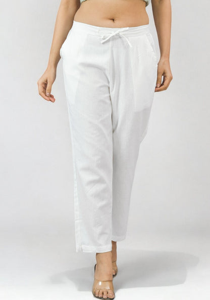 White Cotton Pant-49188