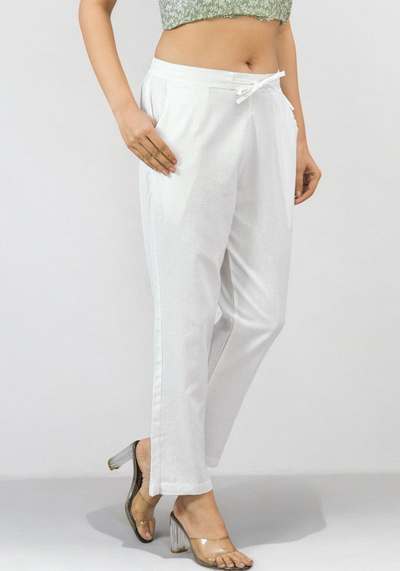 White Cotton Pant-49188