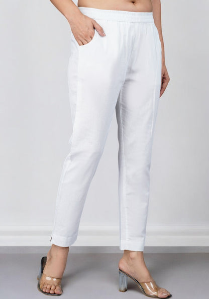 White Cotton Pant-49194