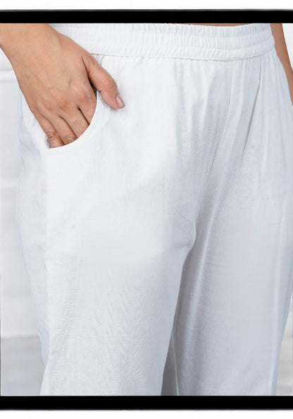 White Cotton Pant-49194