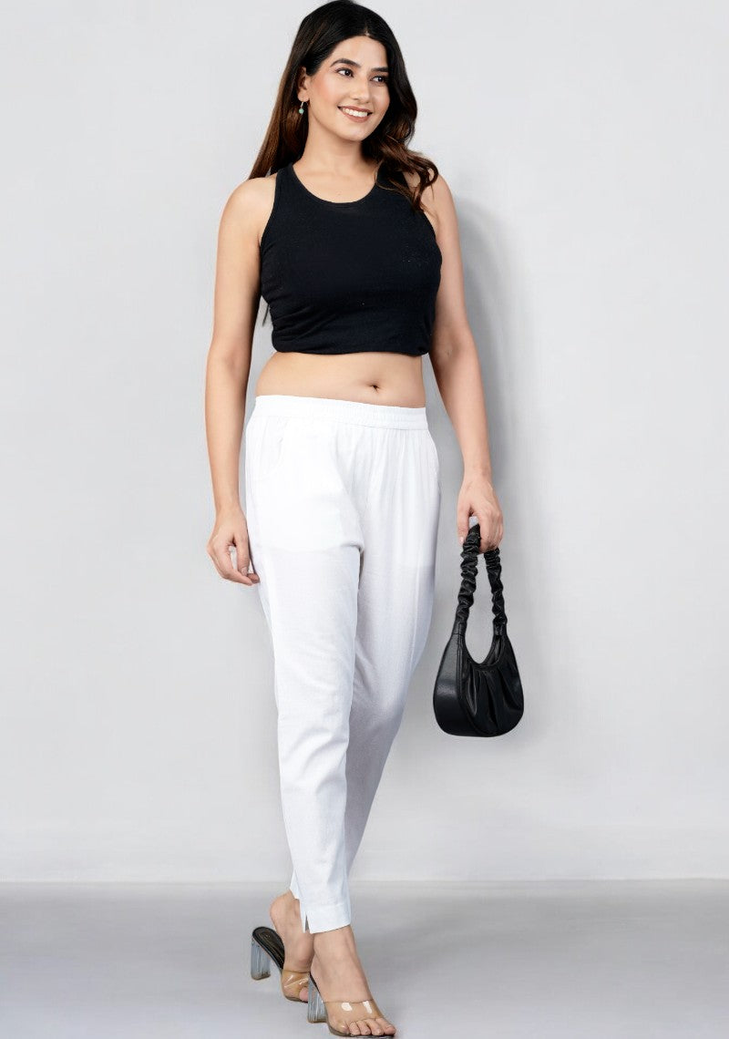 White Cotton Pant-49194