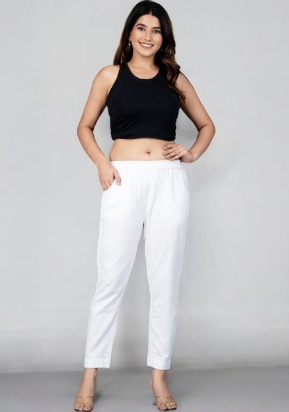 White Cotton Pant-49194