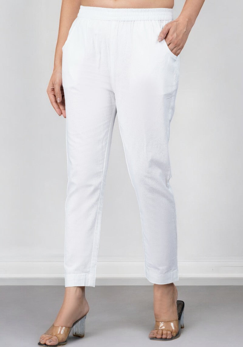 White Cotton Pant-49194