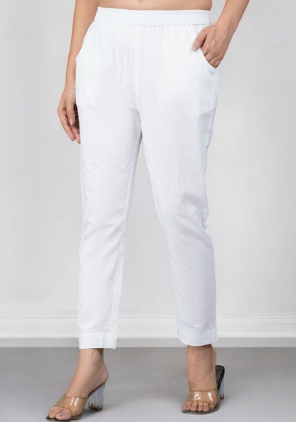 White Cotton Pant-49194