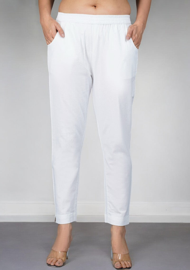 White Cotton Pant-49194