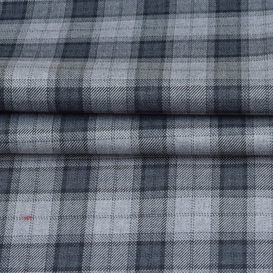 Wool Blazer Fabric (2 Meter)-White Gray and Black Checks-90638