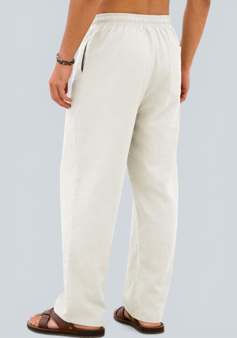 White Premium Linen Relaxed Fit Loose Fit Men Pant-50877