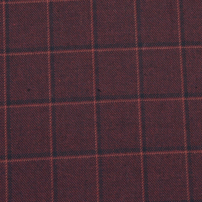 Wool Blazer Fabric (2 Meter)-Wine Black Checks-90664