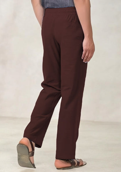 Wine Cotton Casual Men Pant-49094