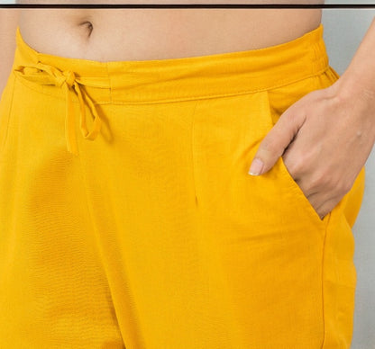 Yellow Cotton Pant-49186