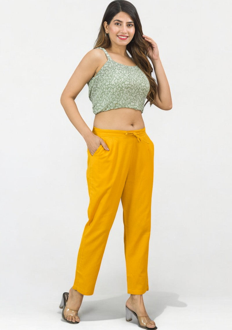 Yellow Cotton Pant-49186