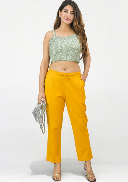 Yellow Cotton Pant-49186